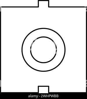 Optic connector port fiber cable laser beam contour outline line icon black color vector illustration image thin flat style simple Stock Vector