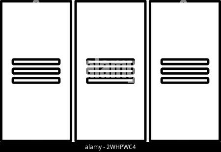 Metal cabinet steel lockers boxes contour outline line icon black color vector illustration image thin flat style simple Stock Vector