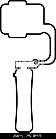 Gimbal mobile stabilizer for smartphone camera cell phone steady cam contour outline line icon black color vector illustration image thin flat style Stock Vector