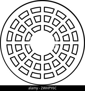 Sewer hatch manhole cover contour outline line icon black color vector illustration image thin flat style simple Stock Vector