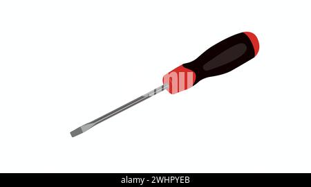 Vector Isolated Illustration of a Screwdriver. Red Screwdriver Illustration on a white background Stock Vector