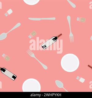 Vector Illustration Restaurant Themed Seamless Pattern Background Stock Vector