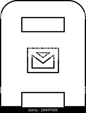 Post box mail postal letterbox mailbox contour outline line icon black color vector illustration image thin flat style simple Stock Vector