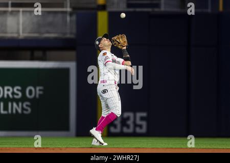 MIAMI, FLORIDA - FEBRUARY 1: Irving Lopez of Naranjeros of Mexico, during a game between Curazao and Mexico at loanDepot park as part of the Serie del Caribe 2024 on February 1, 2024 in Miami, Florida. (Photo by Luis Gutierrez/Norte Photo) Stock Photo