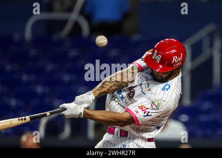 MIAMI, FLORIDA - FEBRUARY 1: Irving Lopez of Naranjeros of Mexico, during a game between Curazao and Mexico at loanDepot park as part of the Serie del Caribe 2024 on February 1, 2024 in Miami, Florida. (Photo by Luis Gutierrez/Norte Photo) Stock Photo