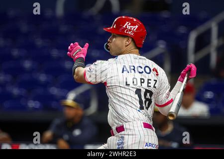 MIAMI, FLORIDA - FEBRUARY 1: Irving Lopez of Naranjeros of Mexico, during a game between Curazao and Mexico at loanDepot park as part of the Serie del Caribe 2024 on February 1, 2024 in Miami, Florida. (Photo by Luis Gutierrez/Norte Photo) Stock Photo