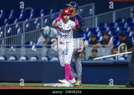 MIAMI, FLORIDA - FEBRUARY 1: Irving Lopez of Naranjeros of Mexico, during a game between Curazao and Mexico at loanDepot park as part of the Serie del Caribe 2024 on February 1, 2024 in Miami, Florida. (Photo by Luis Gutierrez/Norte Photo) Stock Photo