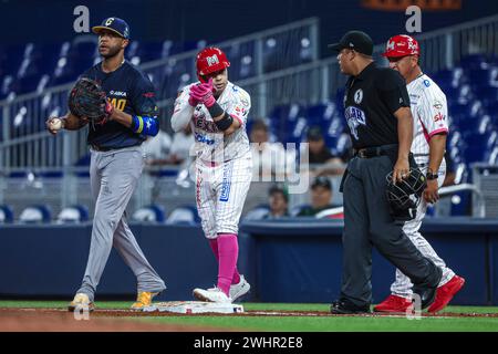 MIAMI, FLORIDA - FEBRUARY 1: Irving Lopez of Naranjeros of Mexico, during a game between Curazao and Mexico at loanDepot park as part of the Serie del Caribe 2024 on February 1, 2024 in Miami, Florida. (Photo by Luis Gutierrez/Norte Photo) Stock Photo