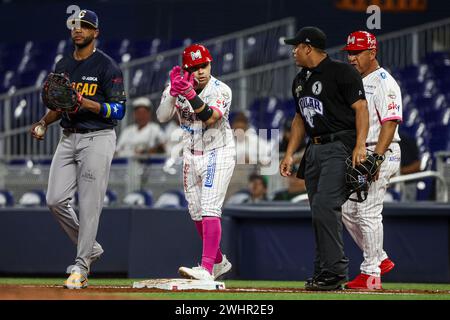 MIAMI, FLORIDA - FEBRUARY 1: Irving Lopez of Naranjeros of Mexico, during a game between Curazao and Mexico at loanDepot park as part of the Serie del Caribe 2024 on February 1, 2024 in Miami, Florida. (Photo by Luis Gutierrez/Norte Photo) Stock Photo