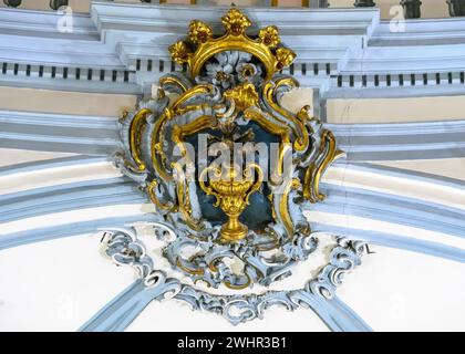 Decoration symbol with royal crown in the border of the dome or cupola ...