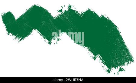 Swatch of green smudged acrylic paint isolated on white background, close up Stock Photo