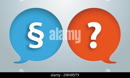 Speech bubbles holes with a paragraph and a question mark on the blue and orange background. Eps 10 vector file. Stock Photo