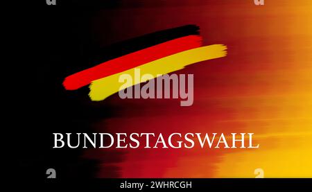 German country flag with text. Federal election in Germany. Bundestagswahl. Stock Photo