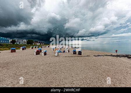 Storm clouds over the sea. Coast Landscape in Germany. Baltic sea with dramatic sky Stock Photo