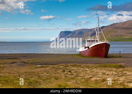 Abandoned fishing ship in Iceland Stock Photo