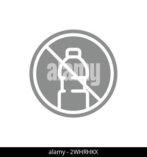 No plastic waste vector label. Garbage bin icon, editable stroke. Stock Vector
