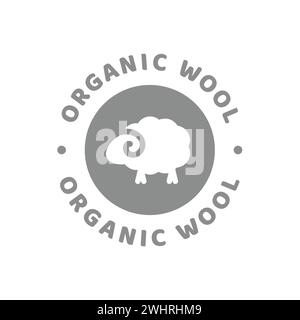 Organic wool vector label. Circle material icon for fabrics and clothing. Stock Vector