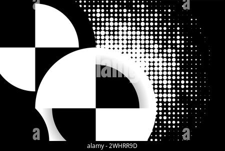Abstract geometric black and white circles, vector background Stock Vector