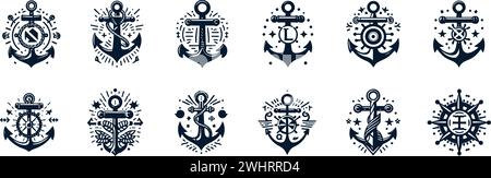 Seafaring Vector Collection - Anchors, Compass, and Nautical Symbols Stock Vector