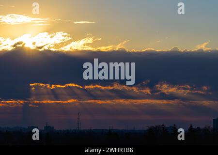 Beautilful nature sky with clouds. Morning dawn scene. Design element or graphic resource with nobody, Stock Photo