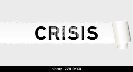 Ripped gray paper background that have word crisis under torn part Stock Vector
