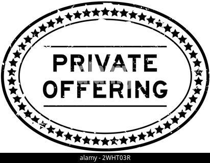 Grunge black private offering word oval seal stamp on white background Stock Vector