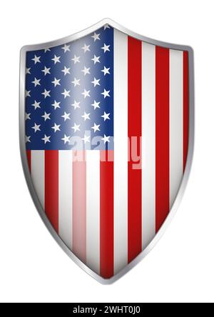 American flag in the form of a medieval shield, vector illustration Stock Vector