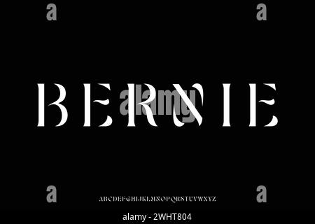 Abstract elegant stencil type alphabet display font vector. Luxury typeface Stock Vector