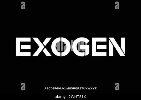 Modern geometric stencil type alphabet display font vector. Creative futuristic typeface Stock Vector