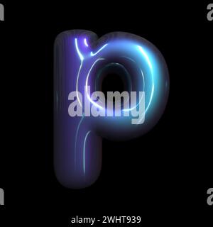 Metaverse letter P - Lowercase 3d futuristic font - Suitable for technology, cyberspace or science related subjects Stock Photo