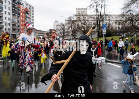 Prague, Czech Republic. 11th Feb, 2024. Zizkov carnival procession (Slavic carnival) was held in Prague, Czech Republic, on February 11, 2024. Credit: Ondrej Deml/CTK Photo/Alamy Live News Stock Photo