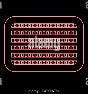 Neon car radiator vehicle service car parts detail concept red color vector illustration image flat style light Stock Vector