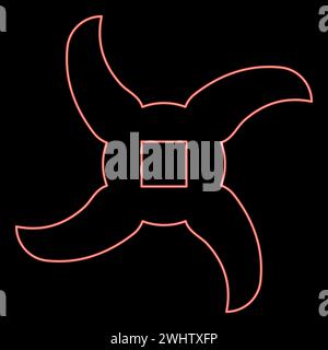 Neon knife for meat grinder mincer chopper accessory spare component part red color vector illustration image flat style light Stock Vector