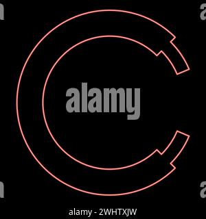 Neon rope line hawser cable electric circle shape for car red color vector illustration image flat style light Stock Vector