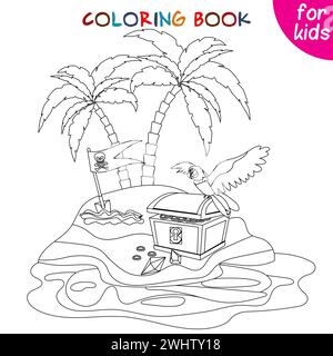 Pirate and Treasure Chest Isolated Coloring Page Stock Vector Image ...