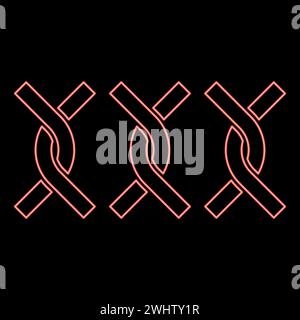 Neon chain fence twisted wire red color vector illustration image flat style light Stock Vector
