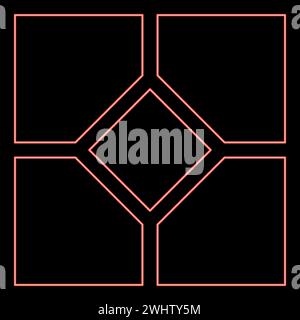 Neon ceramic tile paving slab red color vector illustration image flat style light Stock Vector