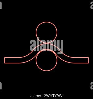 Neon printing rollers industrial print rolling machine rolling-mill linear metalworking processing of plate slab round drums equipment metal Stock Vector
