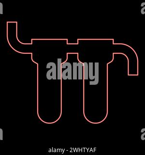 Neon water filters to purify drinking red color vector illustration image flat style light Stock Vector