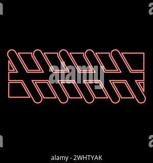 Neon reinforcement bar rebar ribbed metal rod red color vector illustration image flat style light Stock Vector