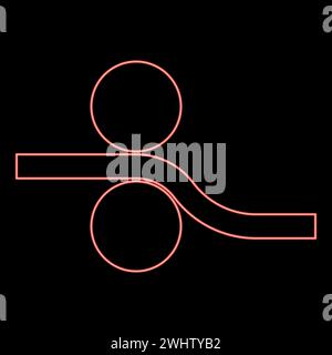 Neon printing rollers industrial print rolling machine rolling-mill linear metalworking processing of plate slab round drums equipment metal Stock Vector