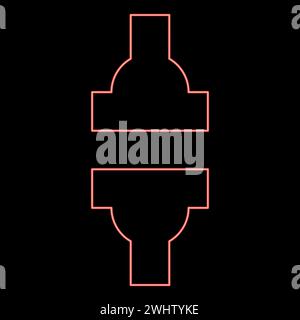 Neon machine press automatic hydraulic factory industrial red color vector illustration image flat style light Stock Vector