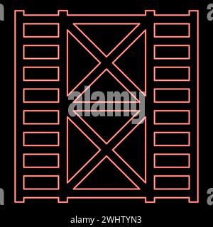 Neon scaffolding prefabricated construction frame floors two 2 red color vector illustration image flat style light Stock Vector