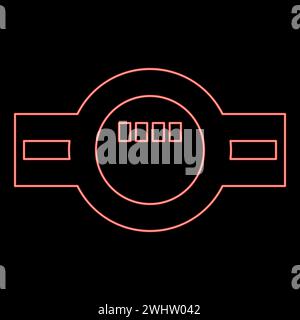 Neon water meter measuring sanitary equipment red color vector illustration image flat style light Stock Vector