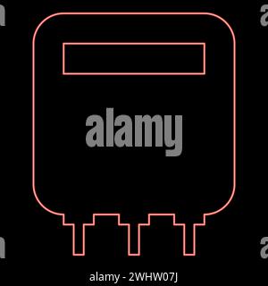 Neon electric meter home electricity power counts energy measuring consumption equipment red color vector illustration image flat style light Stock Vector