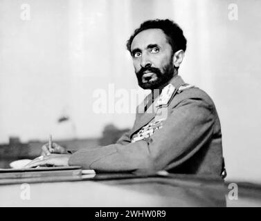 Haile Selassie. Portrait of the Emperor of Ethiopia, Haile Selassie I (1892-1975) c. 1942 Stock Photo