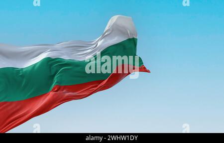 Bulgaria national flag waving in the wind on a clear day Stock Photo