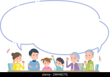 3 generation family in a fun atmosphere with speech bubble Stock Vector