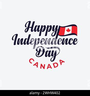 Canada Day Vector Illustration. Happy Canada Day Holiday Invitation Design. Canada flag vector illustration with red leaf. Independence day Greeting Stock Vector