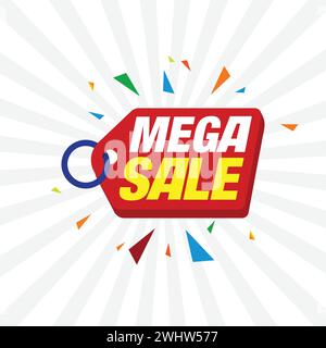Mega Sale banner template design, special offer Vector illustration for promotion marketing, web and print design. Christmas season discount. Stock Vector